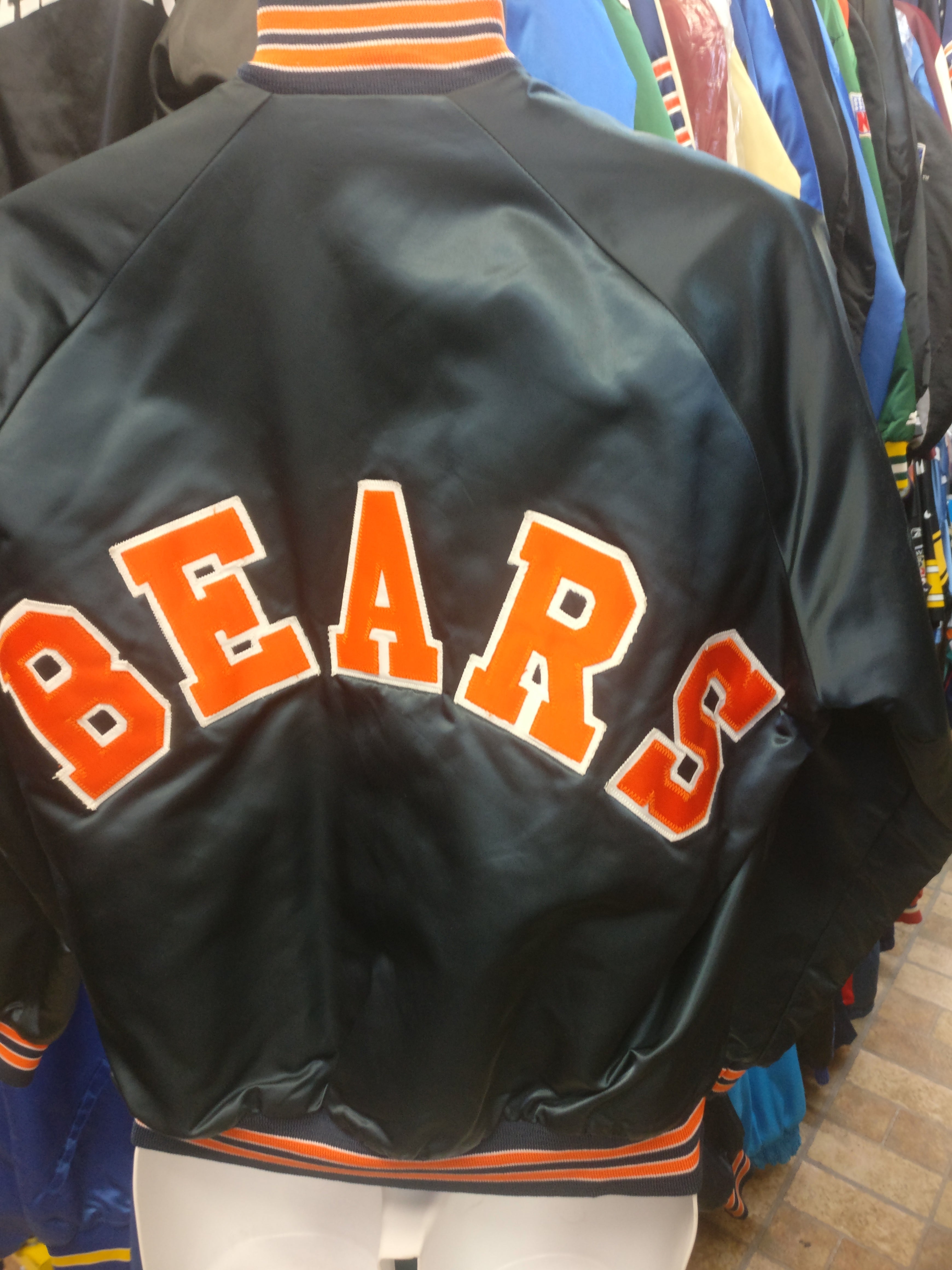 Vintage 80s CHICAGO BEARS NFL Chalk Line Back Patch Nylon Jacket M ...