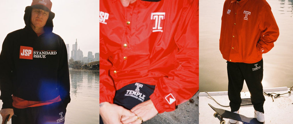 JSP Temple University Collab Images of red jacket and black pants