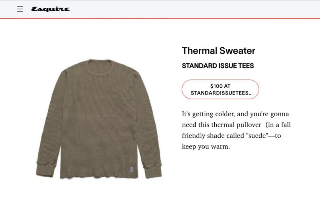 Standard Issue Tees Thermal Sweater Feature Esquire