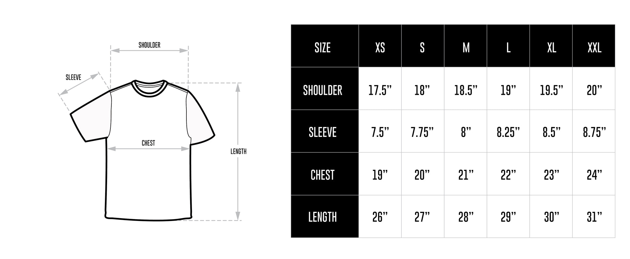 Sizing Guide – STANDARD ISSUE TEES