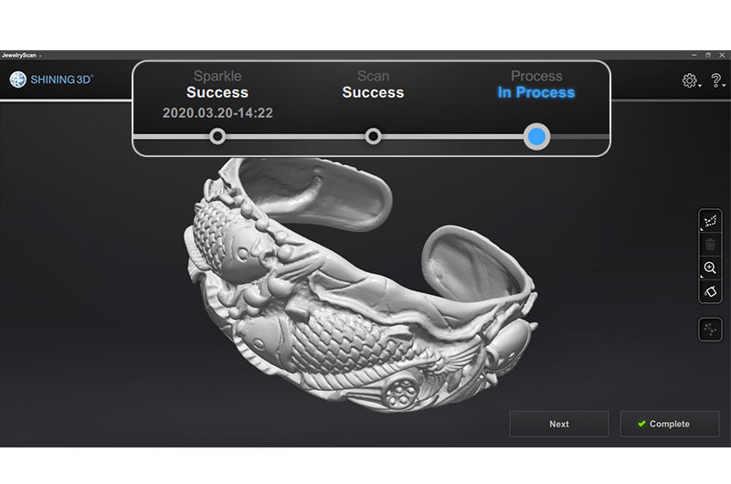 Showing scanned details of the model within the software interface