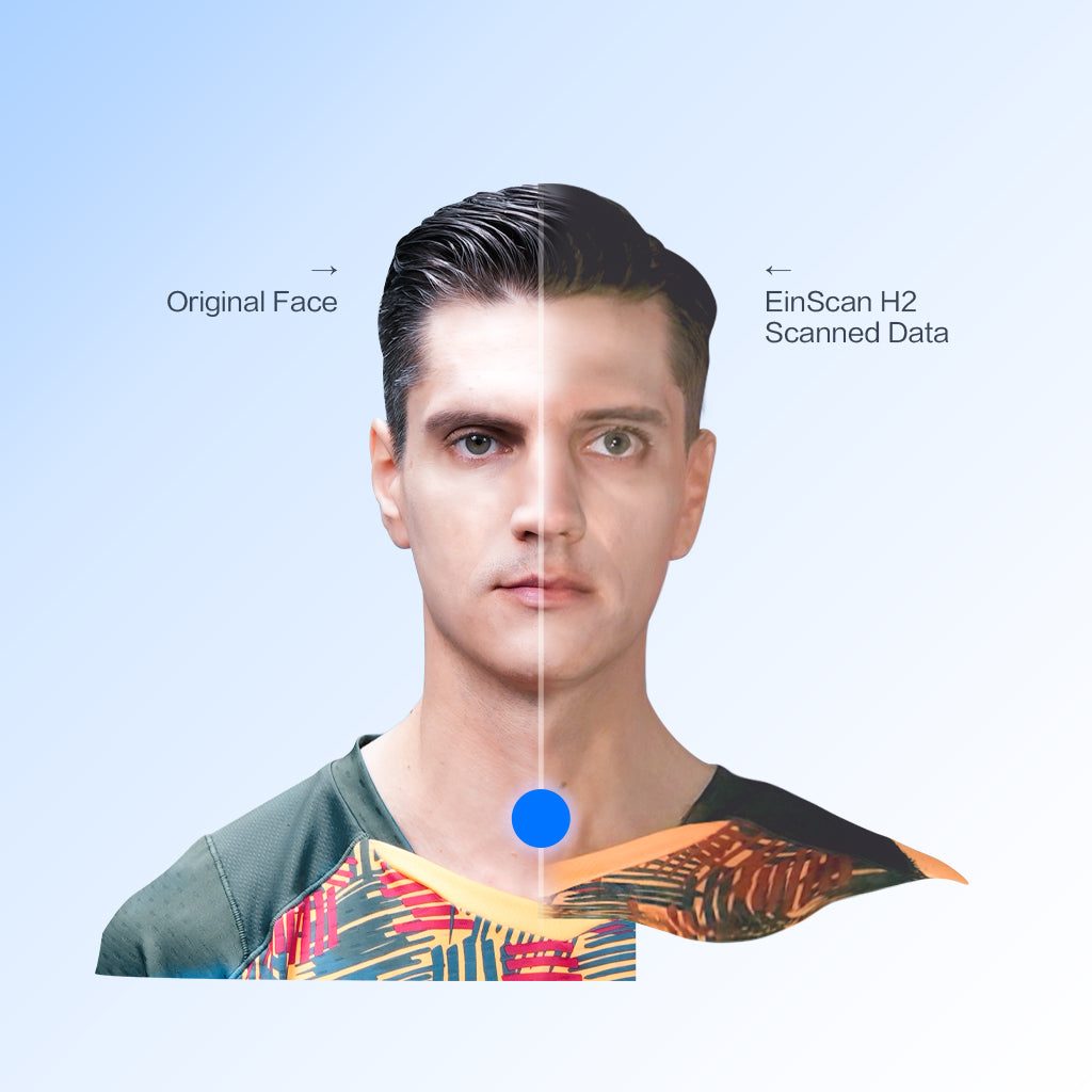 A Comparison between a human 3d face scan, and the actual human's face