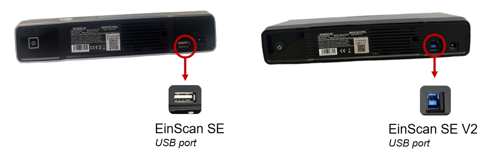 Back of the SE showing new USB vs Old USB