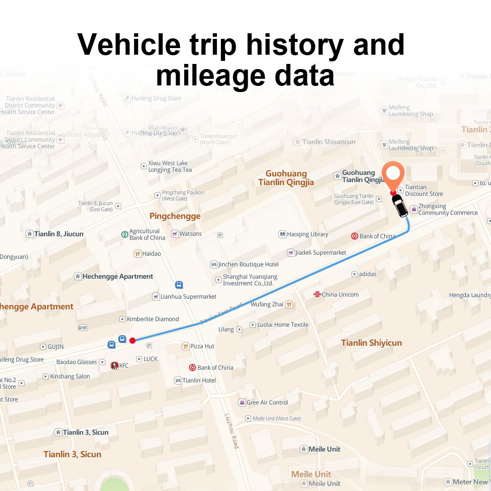 MP90 vehicle tracker - Vehicle trip history and mileage data