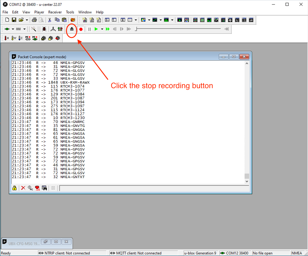 RTK base station setup - raw data recording for PPK process