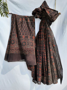 Ajrakh hand block print sarees – Turquoise 'the store'