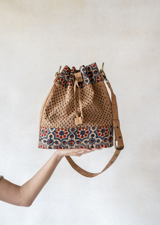 Bags, Handmade Bag Cork And Batik Fabric Hobo Bag