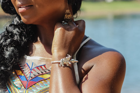 Taj Mahal and Elephant Bangle on model