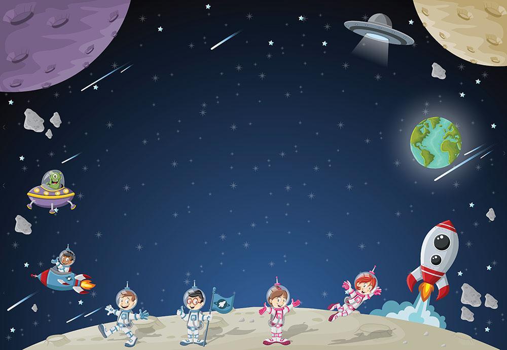 Cartoon Astronaut In Space Wallpaper