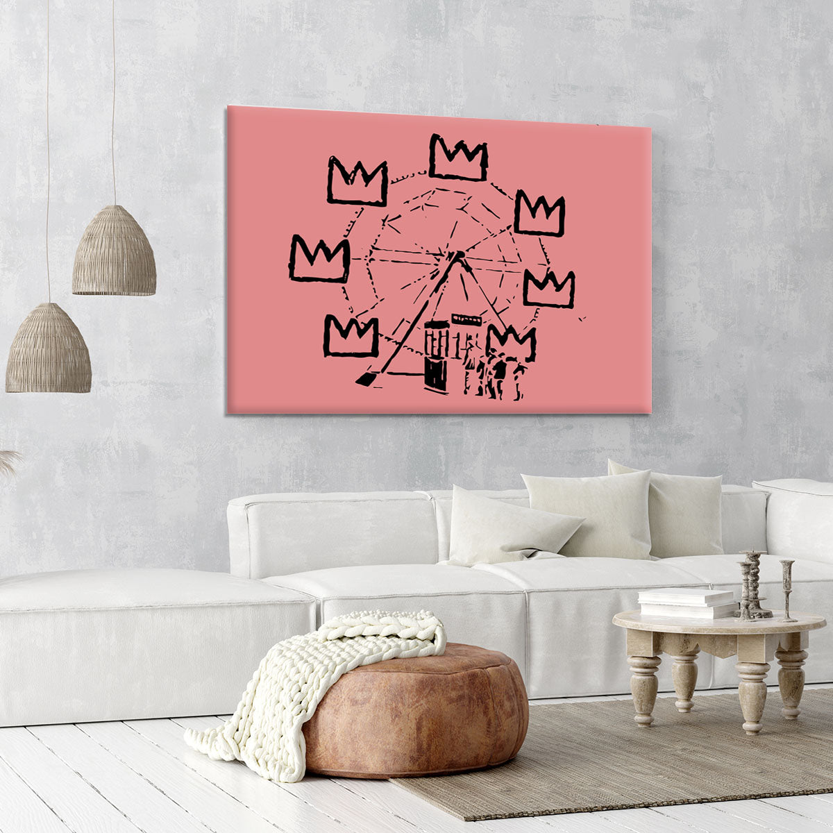 Banksy Basquiat Ferris Wheel Red Canvas Print or Poster | Canvas Art ...