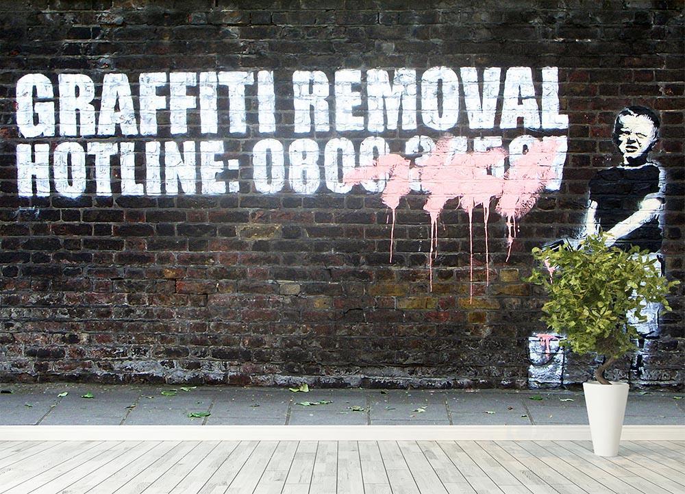 Banksy Graffiti Removal Hotline Wall Mural Wallpaper Canvas Art Rocks