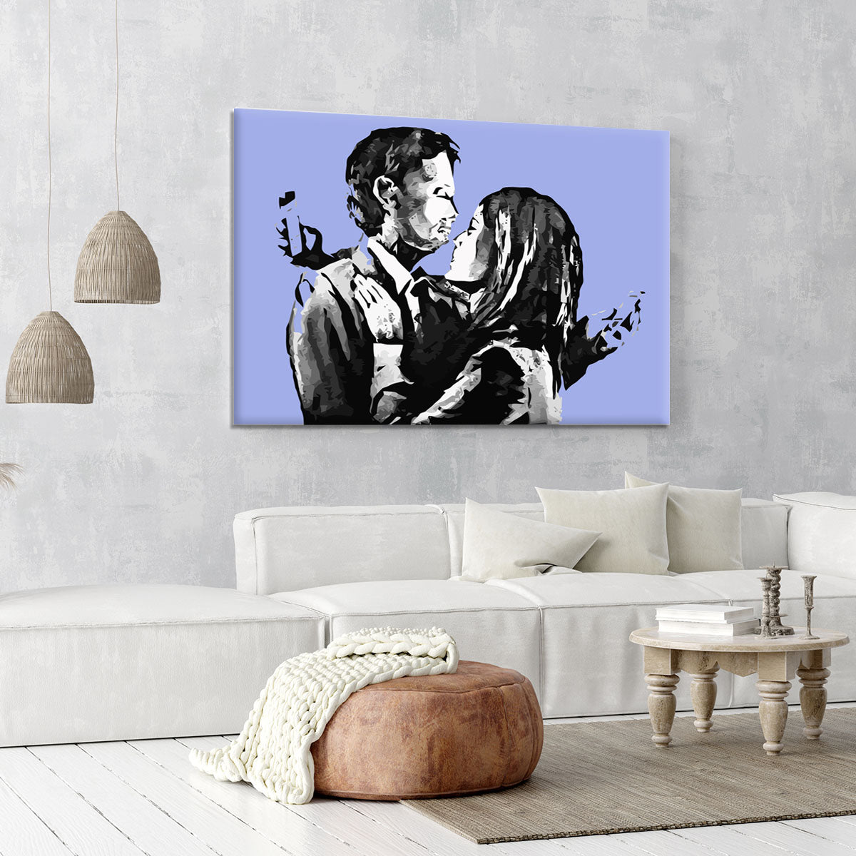 Banksy Mobile Lovers Blue Canvas Print Or Poster Canvas Art Rocks Canvas Art Rocks Us
