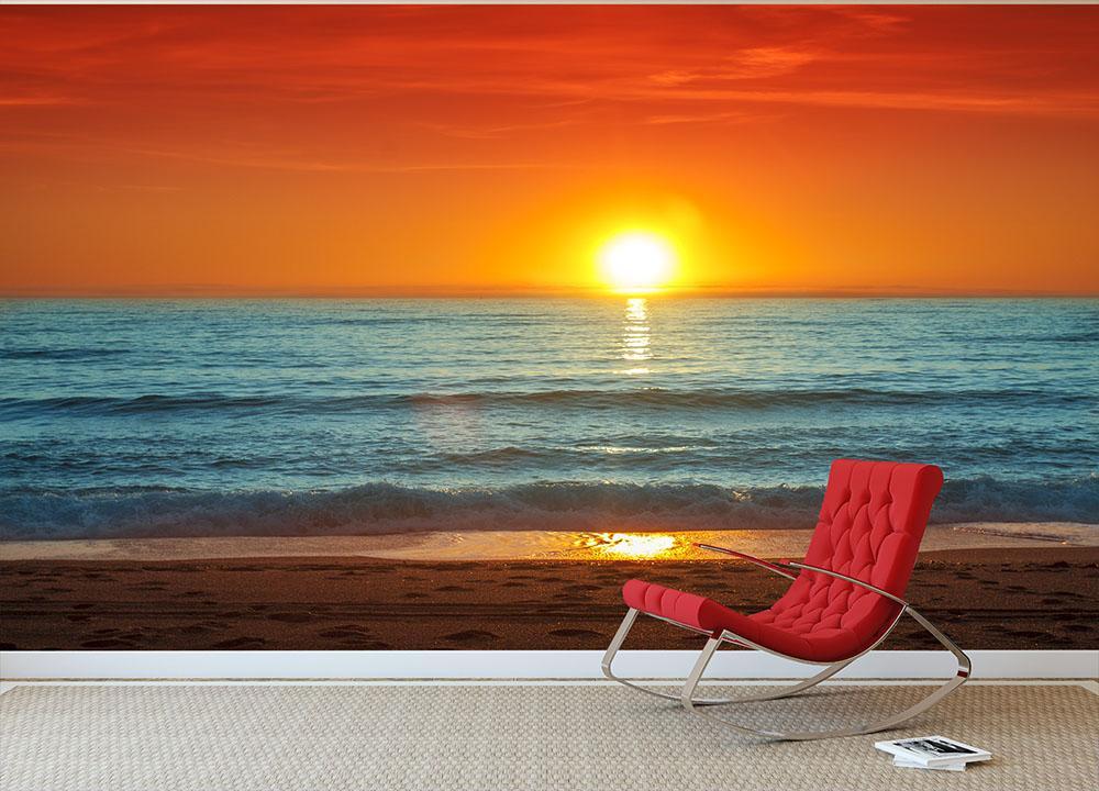 Colorful Sunset Over The Sea Wall Mural Wallpaper | Canvas Art Rocks