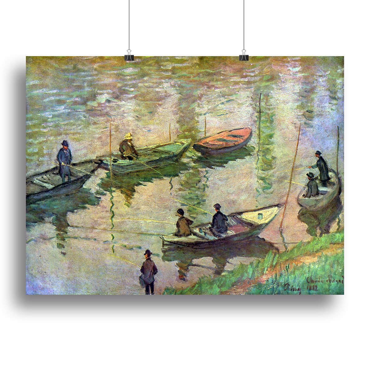Fishermen on the Seine at Poissy by Monet Canvas Print or Poster