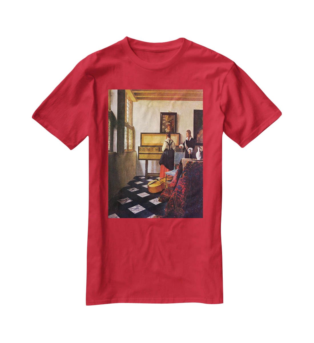 The music lesson by Vermeer T-Shirt - Canvas Art Rocks - 4