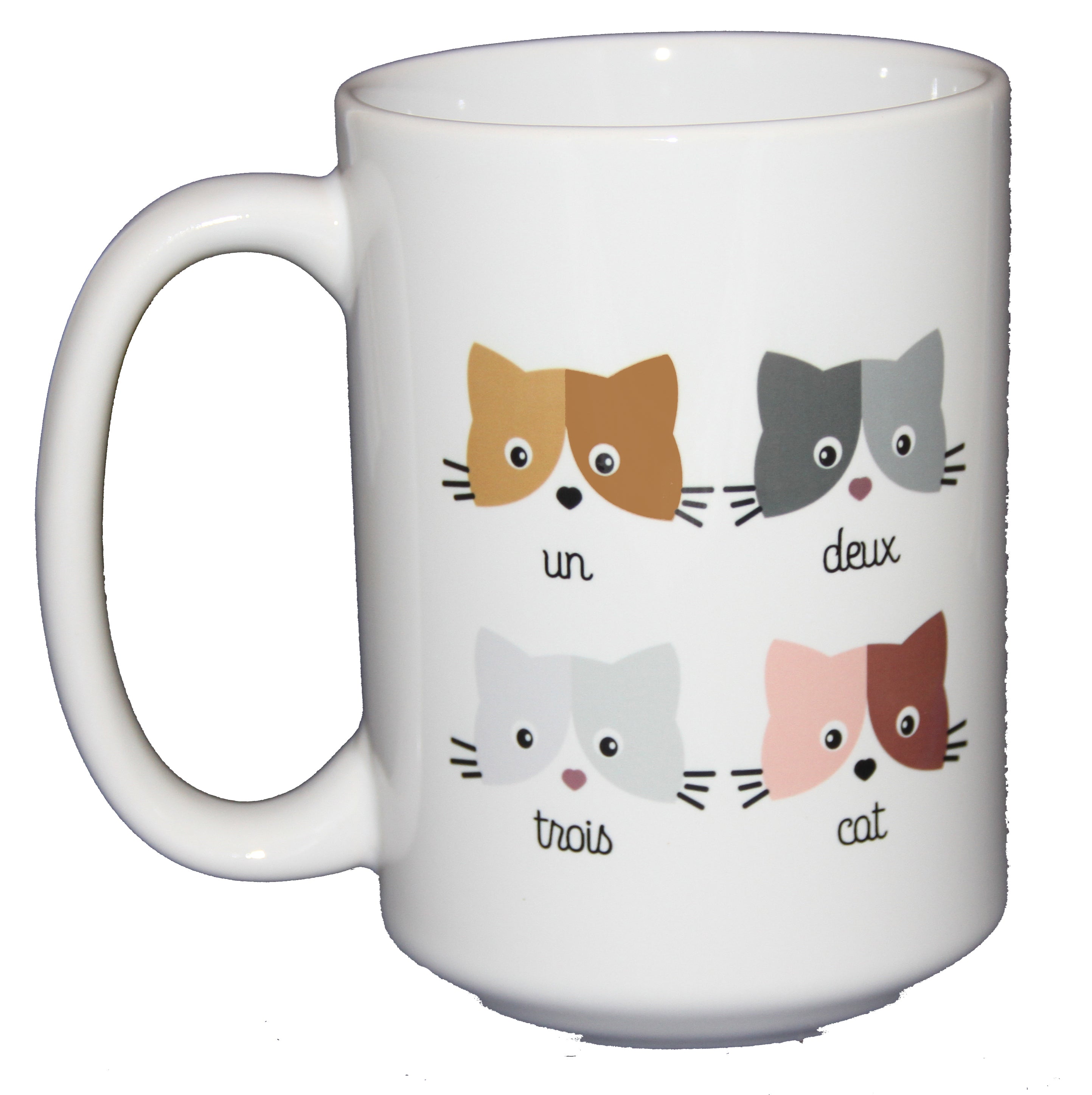 SECOND STRING Un Deux Trois Cat - Funny Cat Lover Coffee Mug - Larger 15oz Size