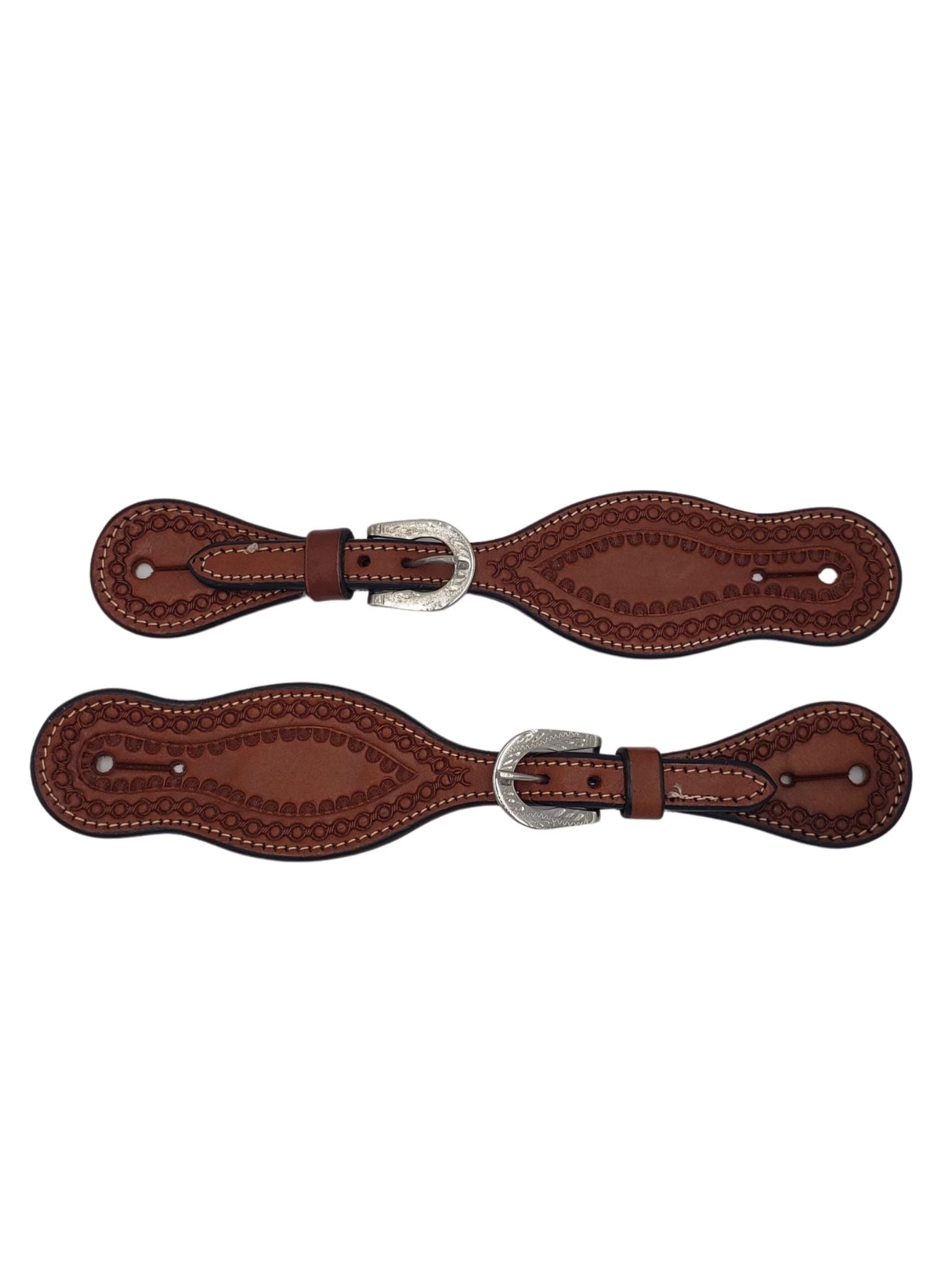 Border Tooled Shaped Spur Straps | Colorado Saddlery