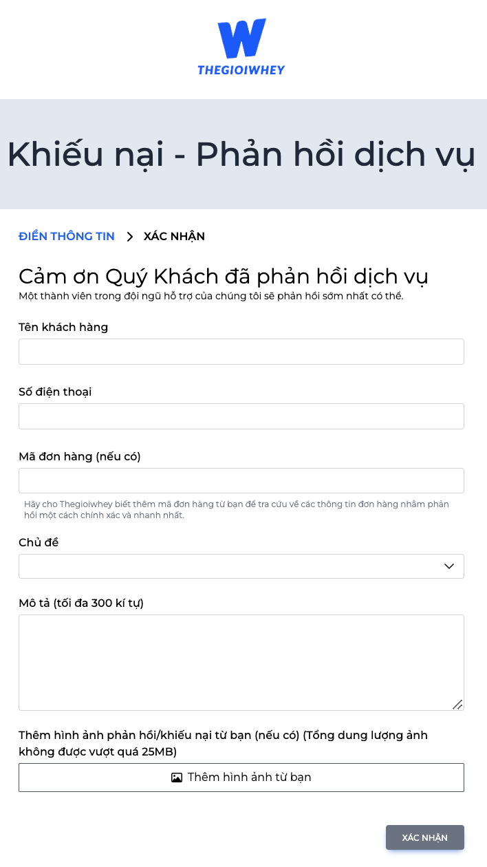 Quy Trình Giải Quyết Khiếu Nại - Phản Hồi Dịch Vụ Của TheGioiwhey