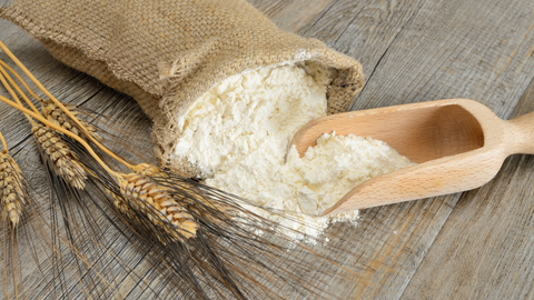 flour spilling out of a flour sack bag