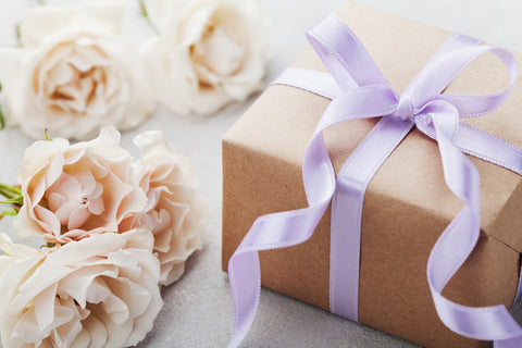 A wedding gift with flowers.