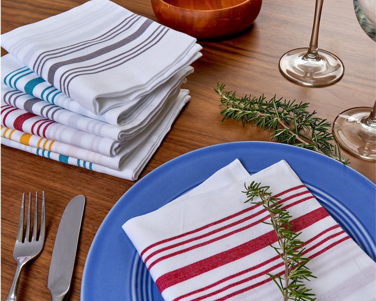 Striped Bistro Napkins, 100 Cotton, Multipurpose Restaurant Quality