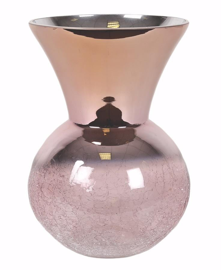 large rose gold crackled vase 28cm