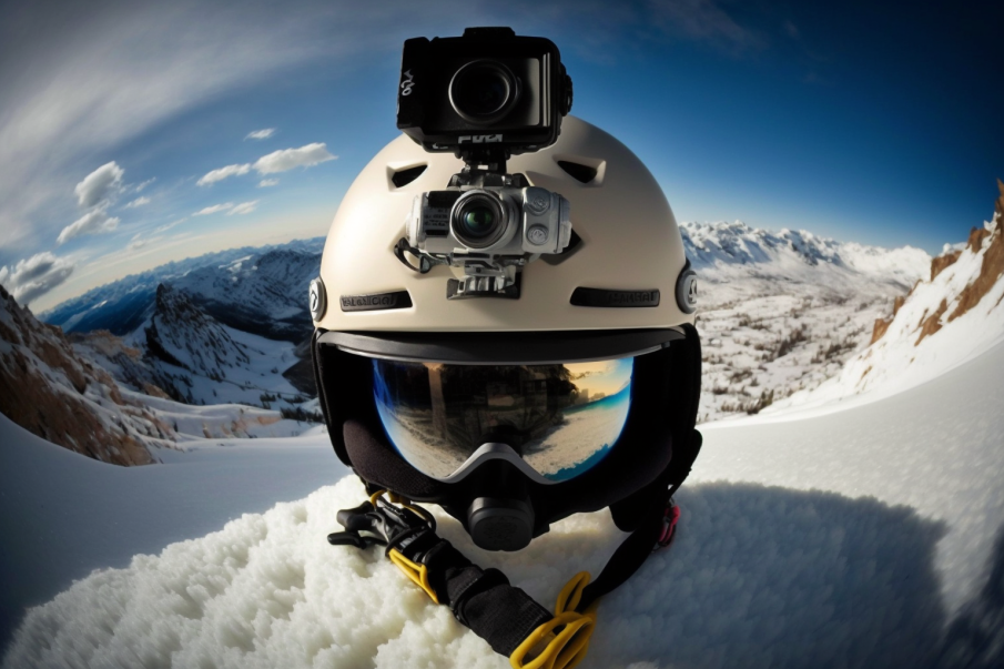 snowboarding camera on helmet