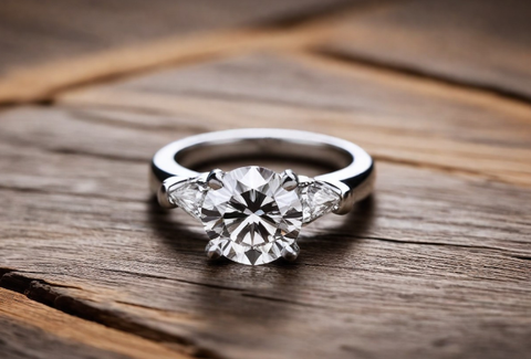 diamond ring on wooden table
