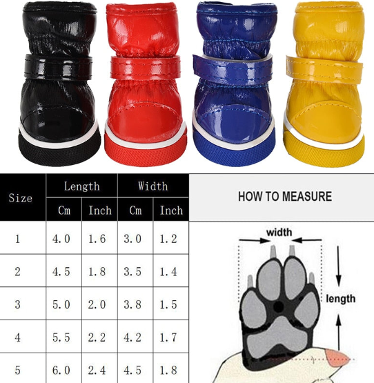 dog shoes size char