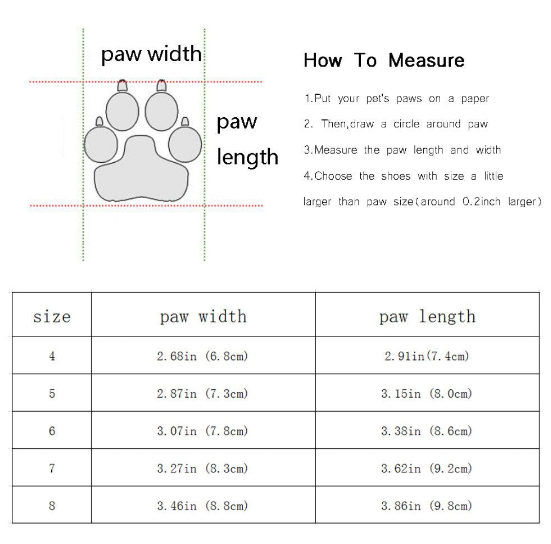 tabla de tallas de calcetines para perros