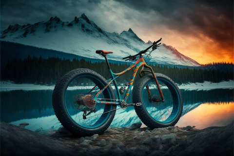 산에서 뚱뚱한 타이어 자전거