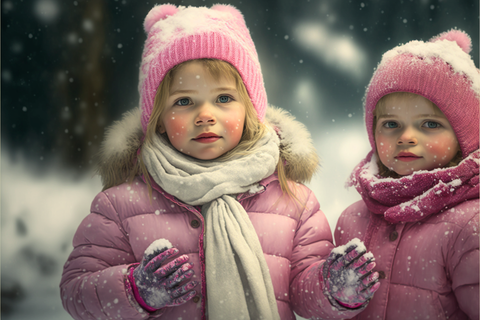 deux filles avec des mitaines d'hiver