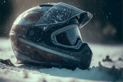 雪の中のヘルメット
