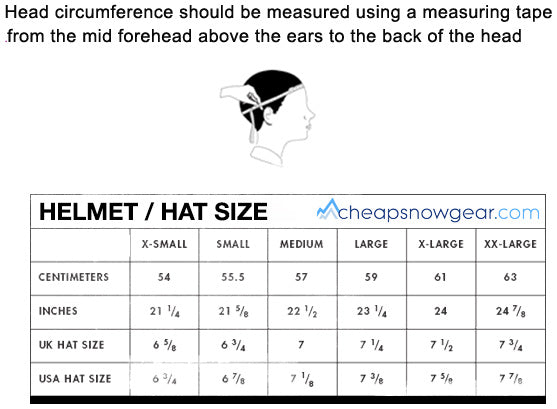 Snowboard Helmet Size Chart Red