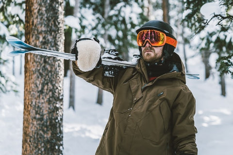 person with ski helmet