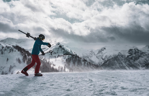 skier in ski snow pants