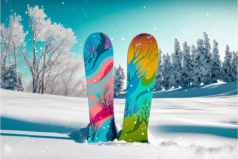 the colorful snowboards for the kids