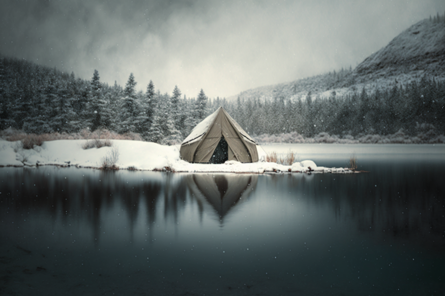 winter tent on snow