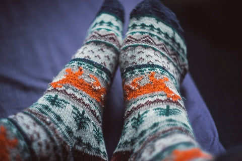 warm socks on feet