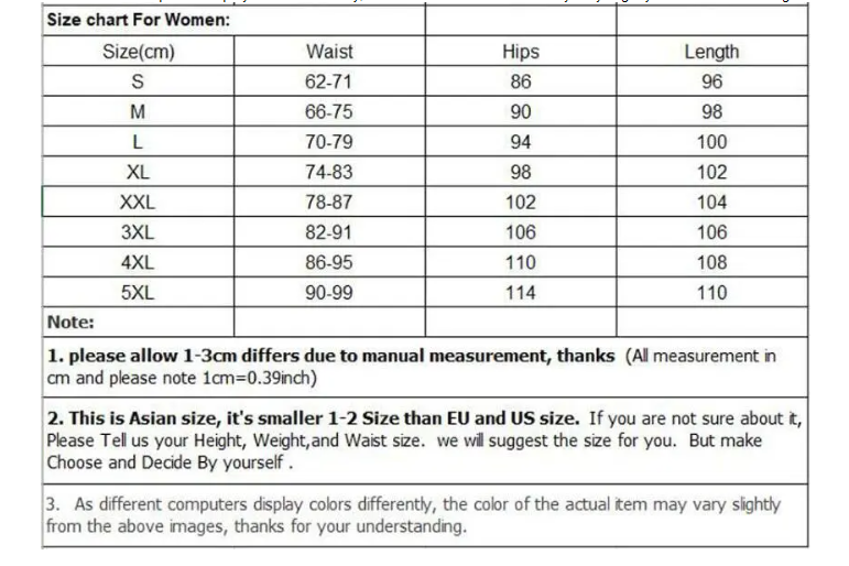 Tableau des tailles des pantalons de ski femme