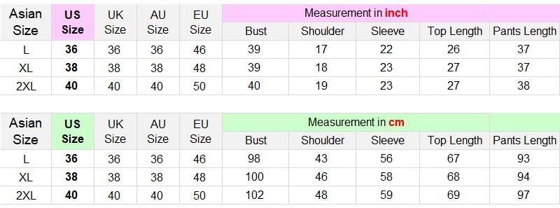 size chart ski gear