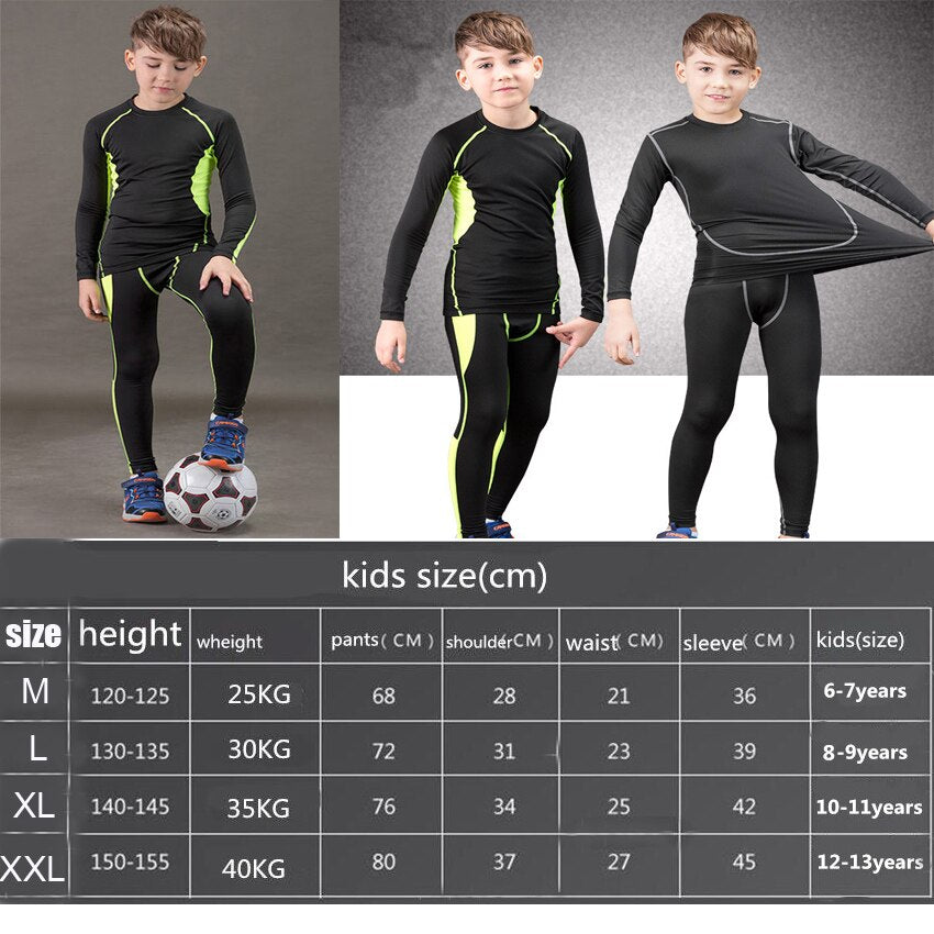 kids measures for thermal base layer