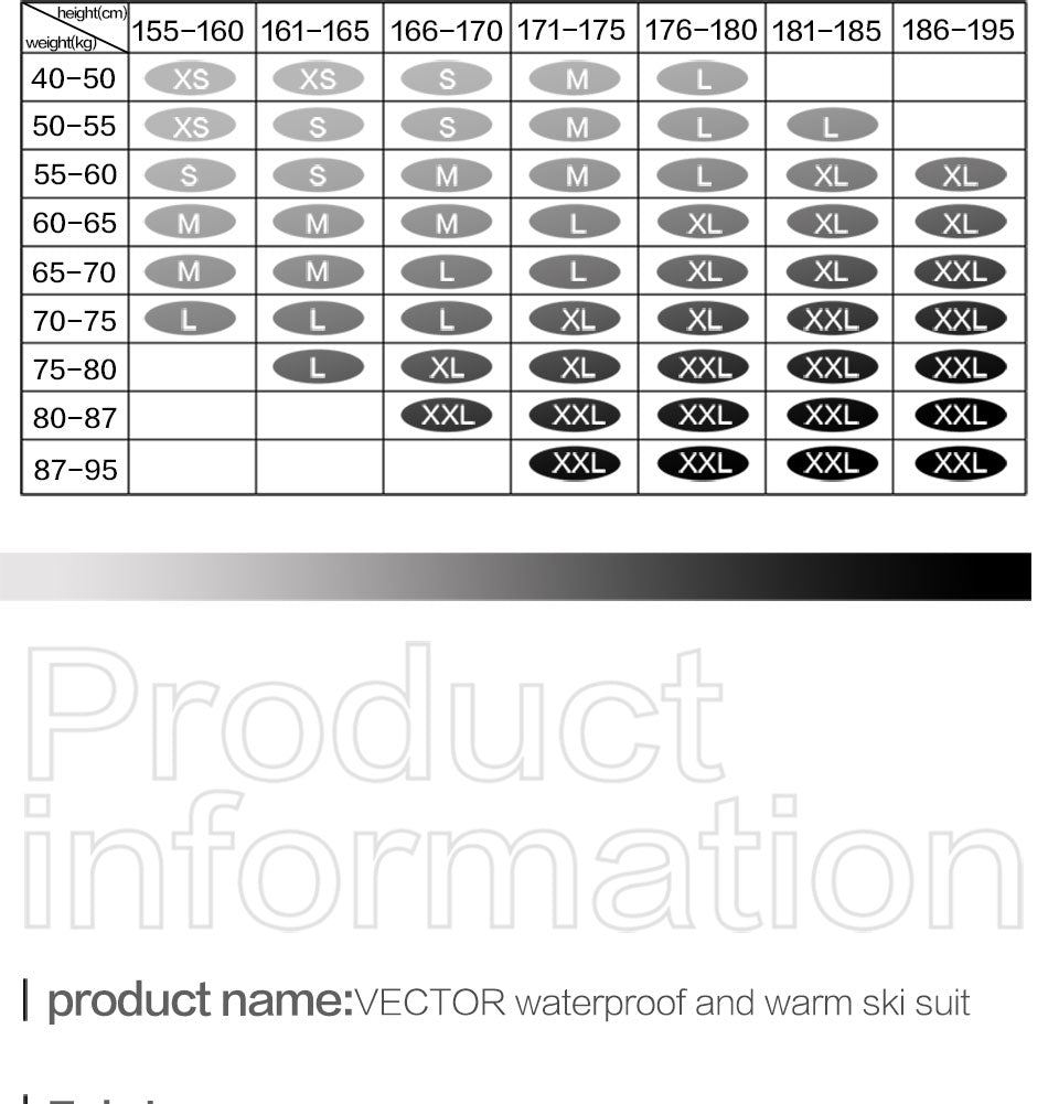 size chart ladies ski gear