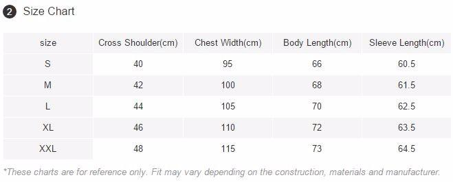 size chart ski gear