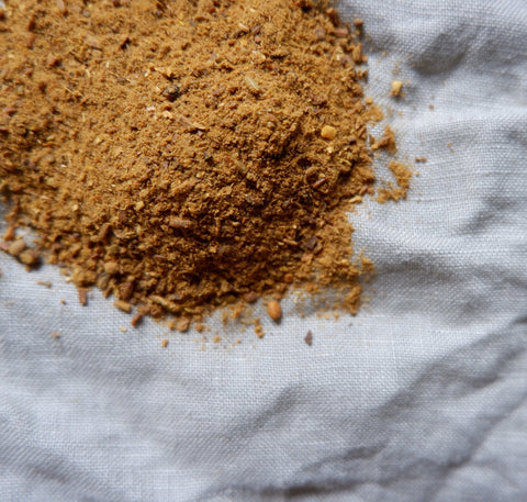 Chai Walli Garam Masala spice mix on a grey table