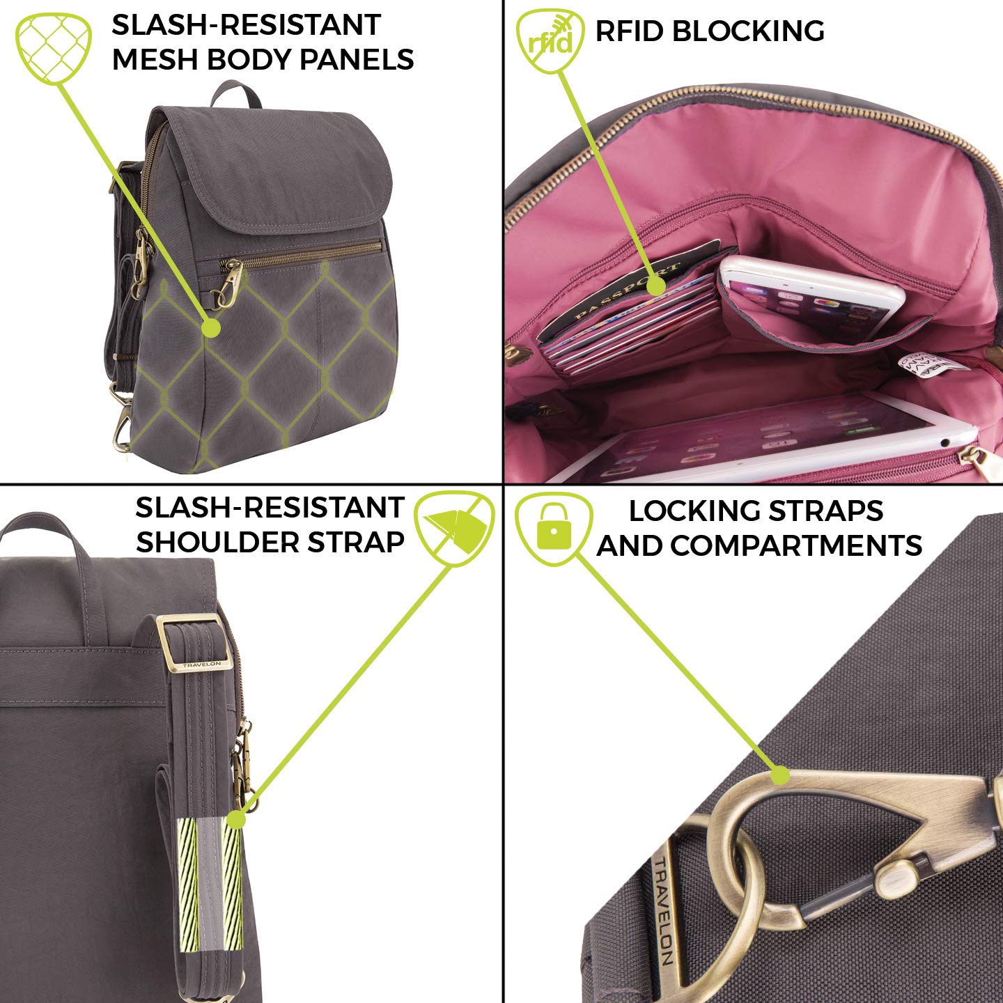Travelon Anti-theft Signature Slim Backpack, Black - 43331-500 – yrGear ...