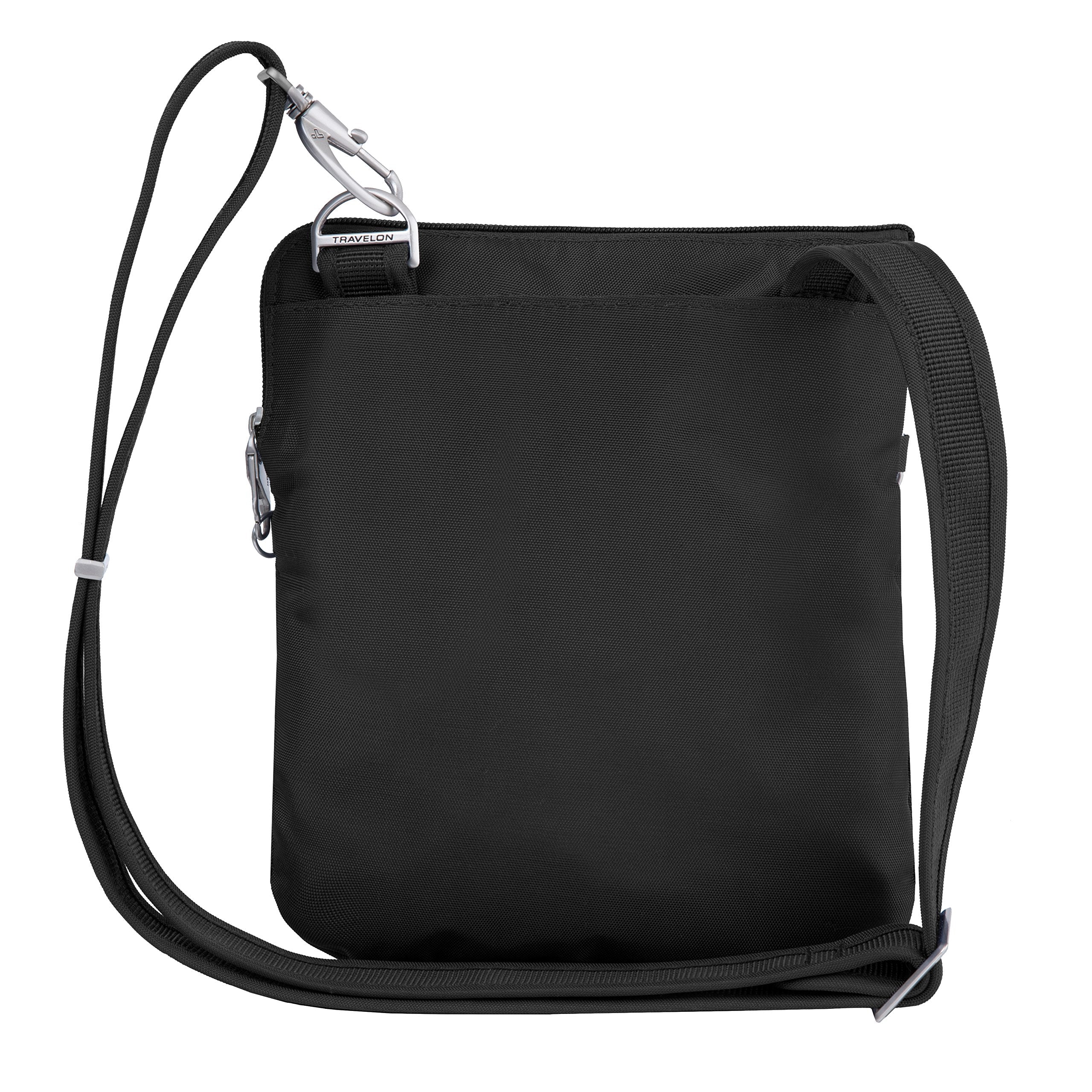 Travelon Anti Theft Classic Slim Dbl Zip Crossbody Bag Black Black Yrgear Australia 