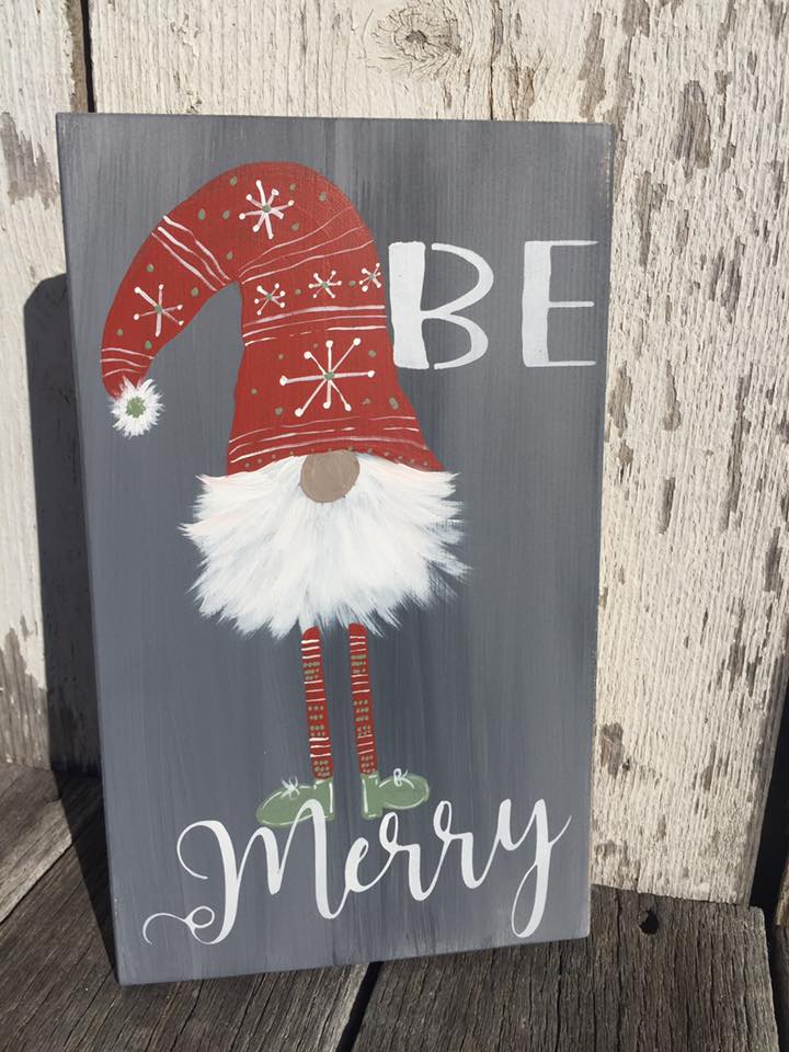 Christmas Gnome Be Merry Red and White Christmas Decor