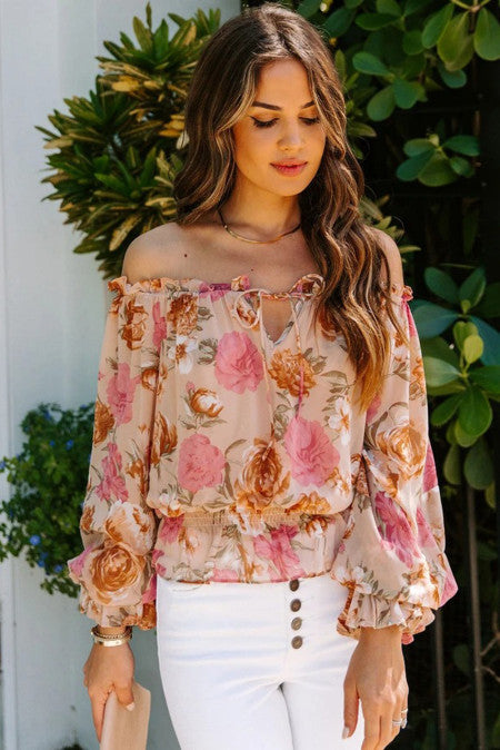 Floral Print Off the Shoulder Blouse - Lady Secreto