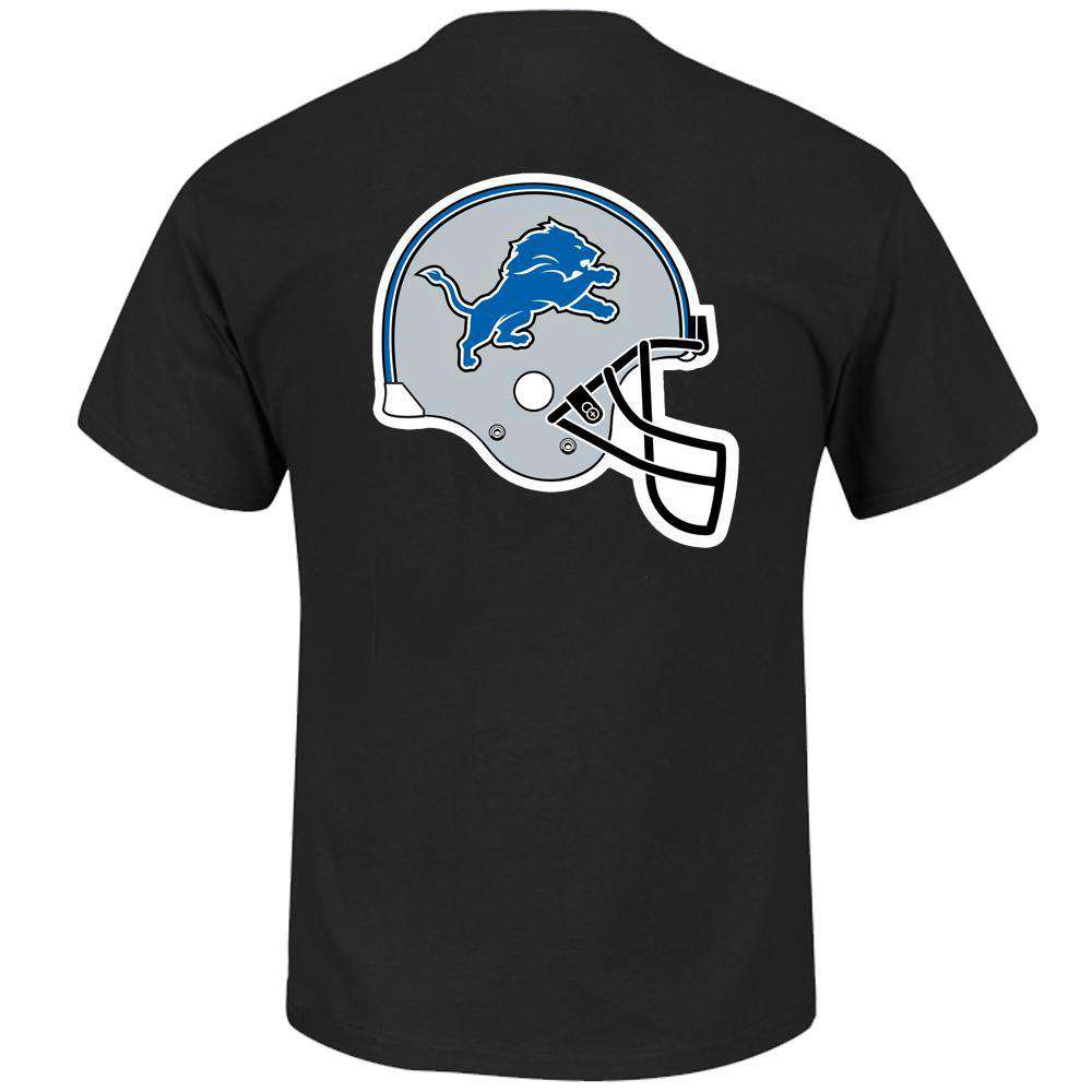 Detroit Lions Majestic NFL Helmet Logo T-Shirt - Black | US Sports Down ...